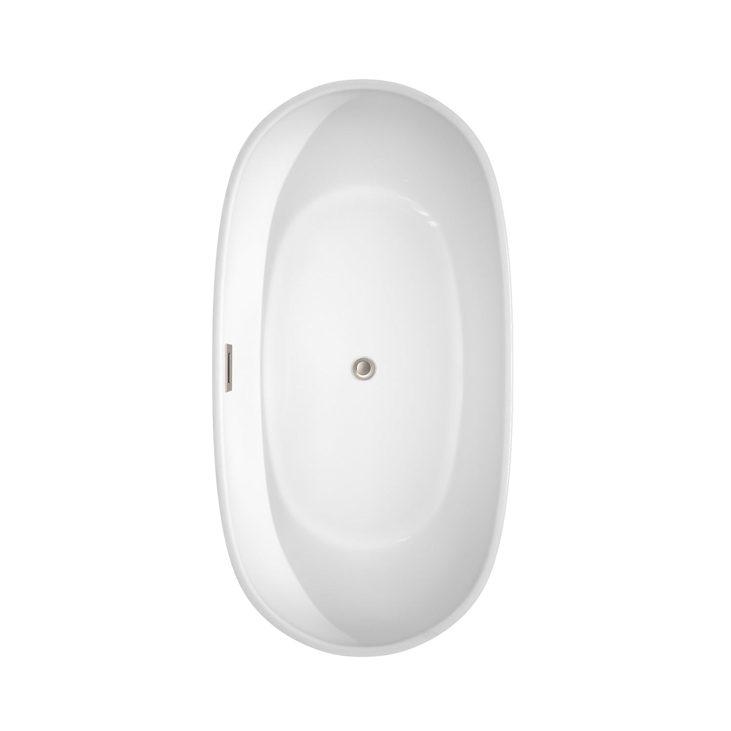 Wyndham Collection Rebecca 60" Freestanding Bathtub in White With Brushed Nickel Drain and Overflow Trim