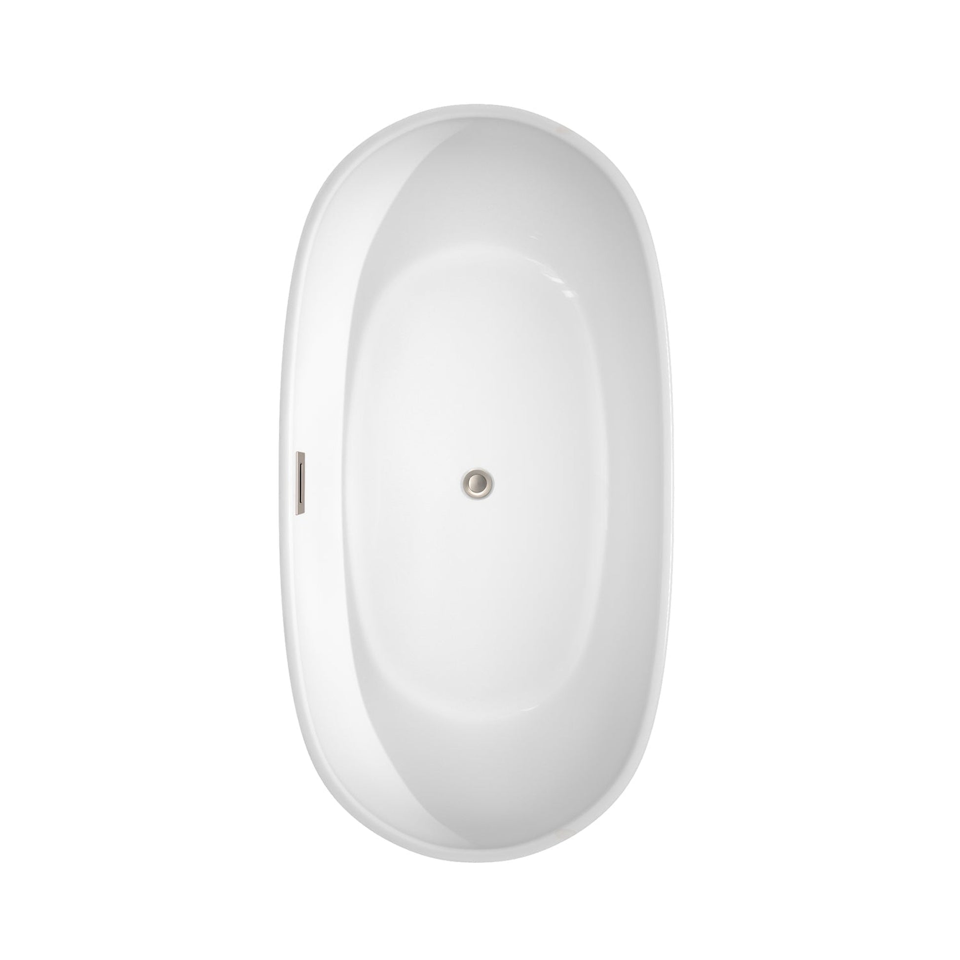 Wyndham Collection Rebecca 60" Freestanding Bathtub in White With Brushed Nickel Drain and Overflow Trim