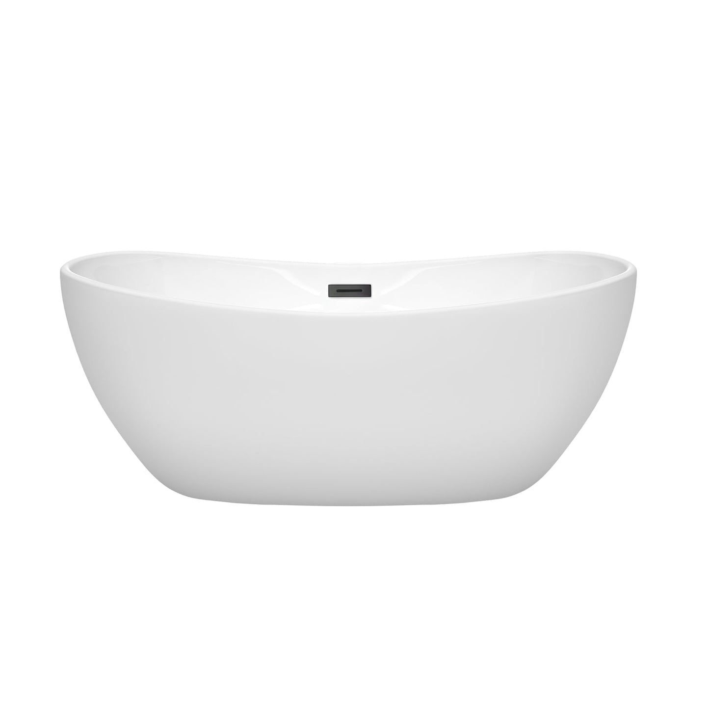 Wyndham Collection Rebecca 60" Freestanding Bathtub in White With Matte Black Drain and Overflow Trim