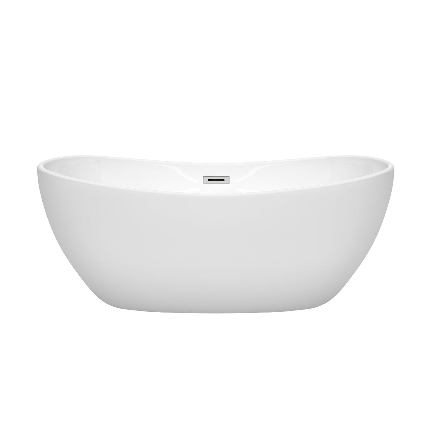 Wyndham Collection Rebecca 60" Freestanding Bathtub in White With Polished Chrome Drain and Overflow Trim