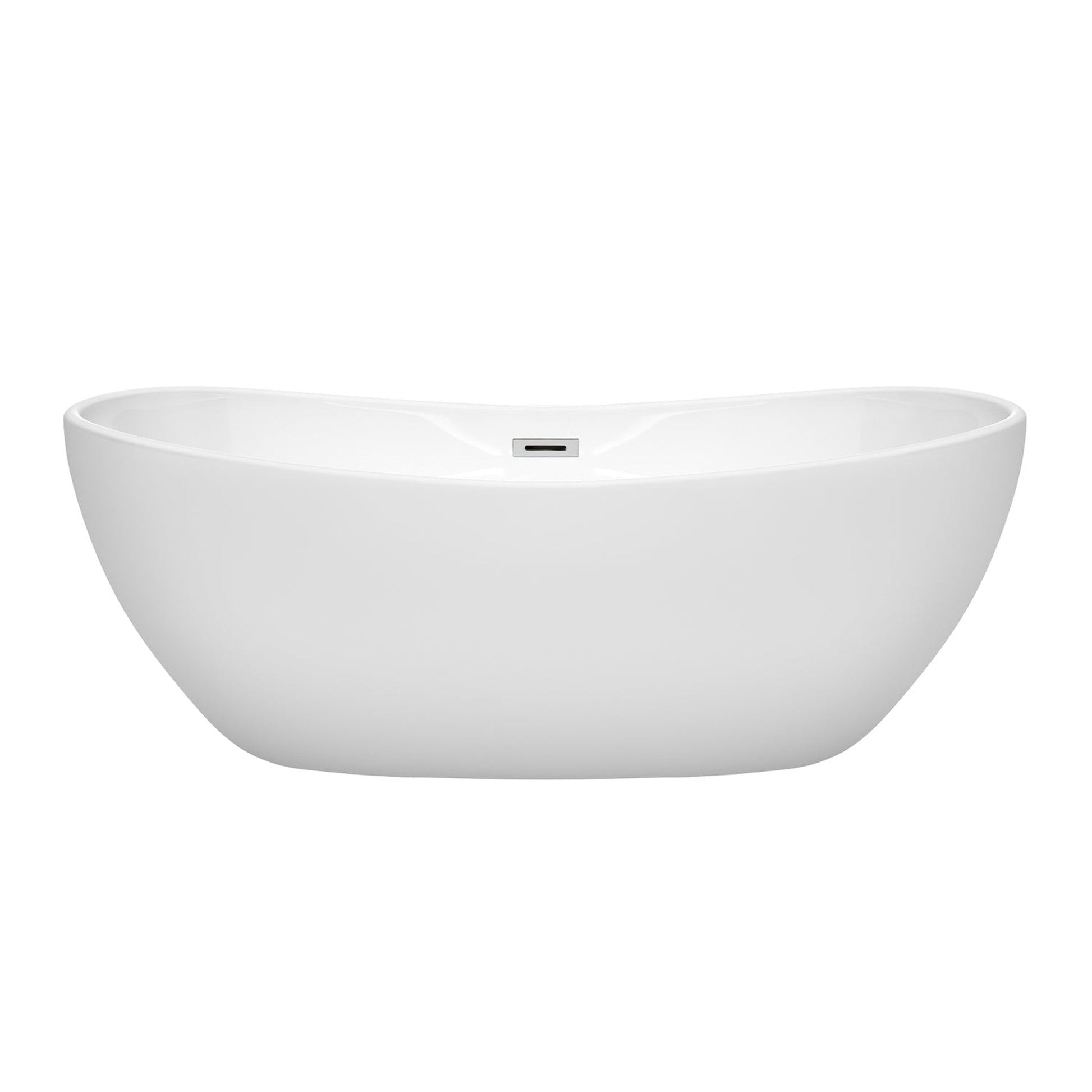 Wyndham Collection Rebecca 65" Freestanding Bathtub in White With Polished Chrome Drain and Overflow Trim