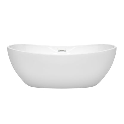 Wyndham Collection Rebecca 65" Freestanding Bathtub in White With Polished Chrome Drain and Overflow Trim