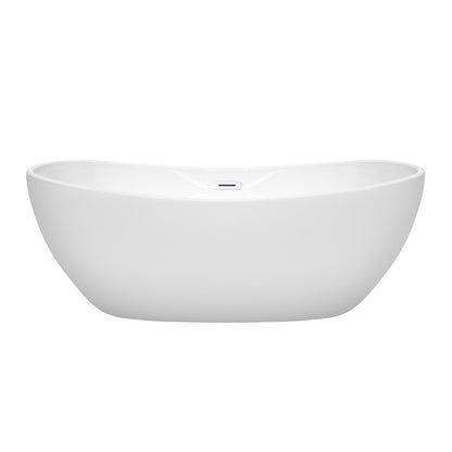 Wyndham Collection Rebecca 65" Freestanding Bathtub in White With Shiny White Drain and Overflow Trim