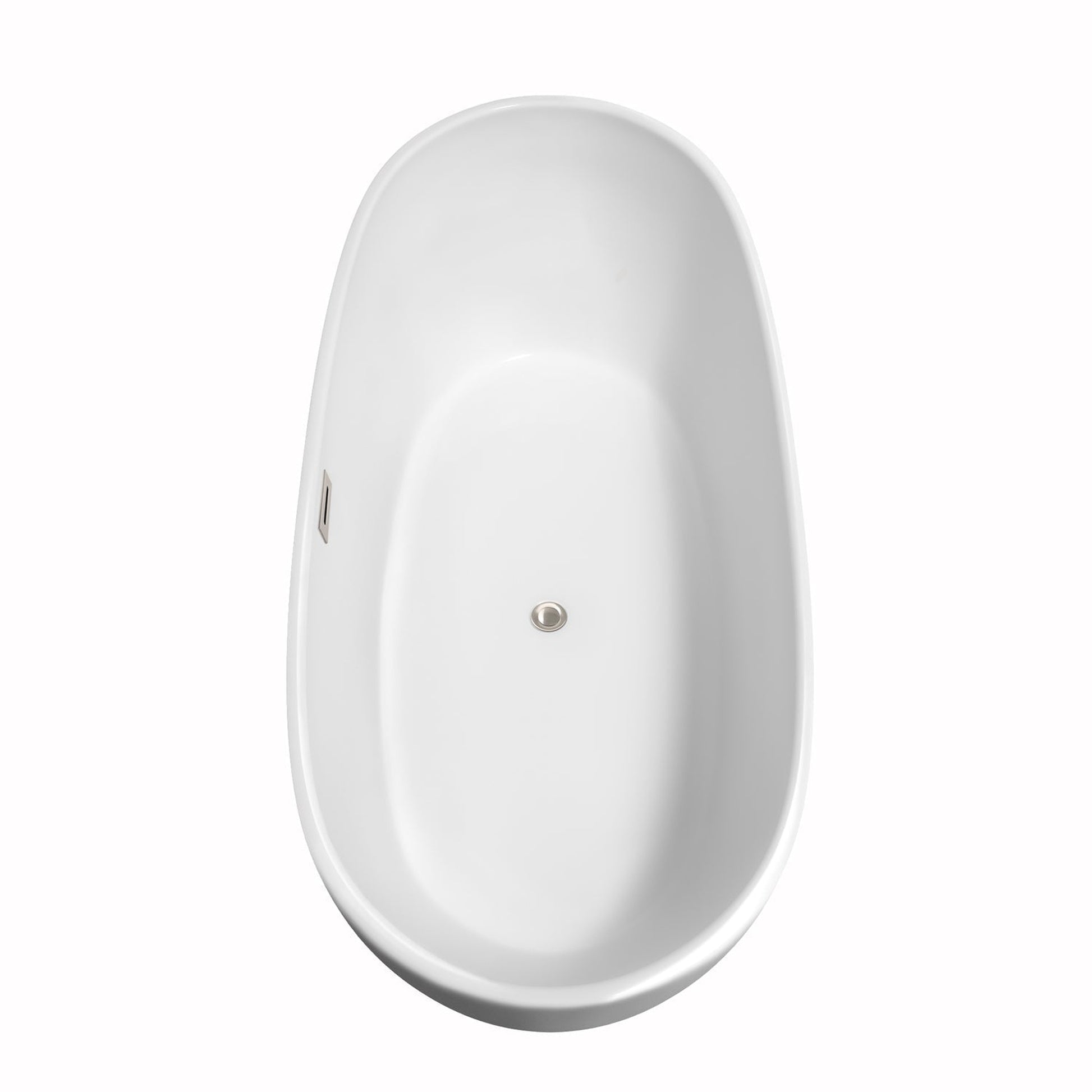Wyndham Collection Rebecca 70" Freestanding Bathtub in White With Brushed Nickel Drain and Overflow Trim