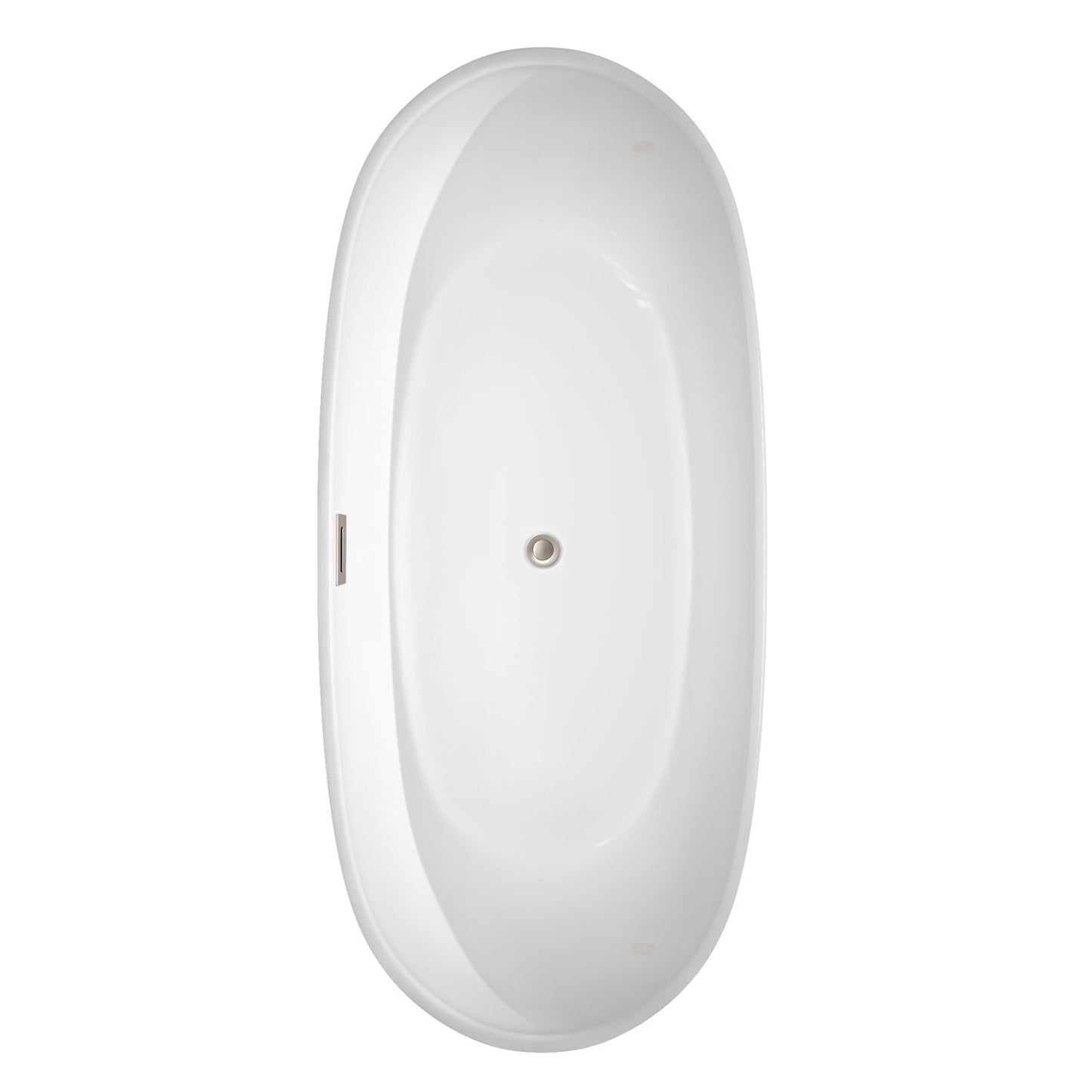 Wyndham Collection Rebecca 70" Freestanding Bathtub in White With Brushed Nickel Drain and Overflow Trim