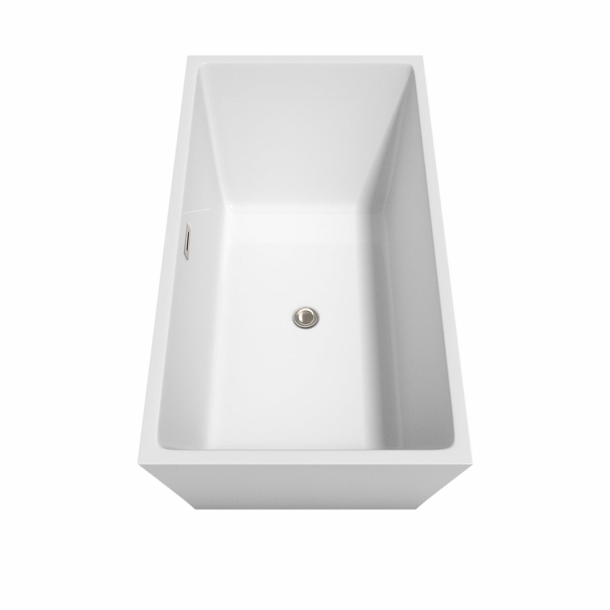 Wyndham Collection Sara 59" Freestanding Bathtub in White With Brushed Nickel Drain and Overflow Trim