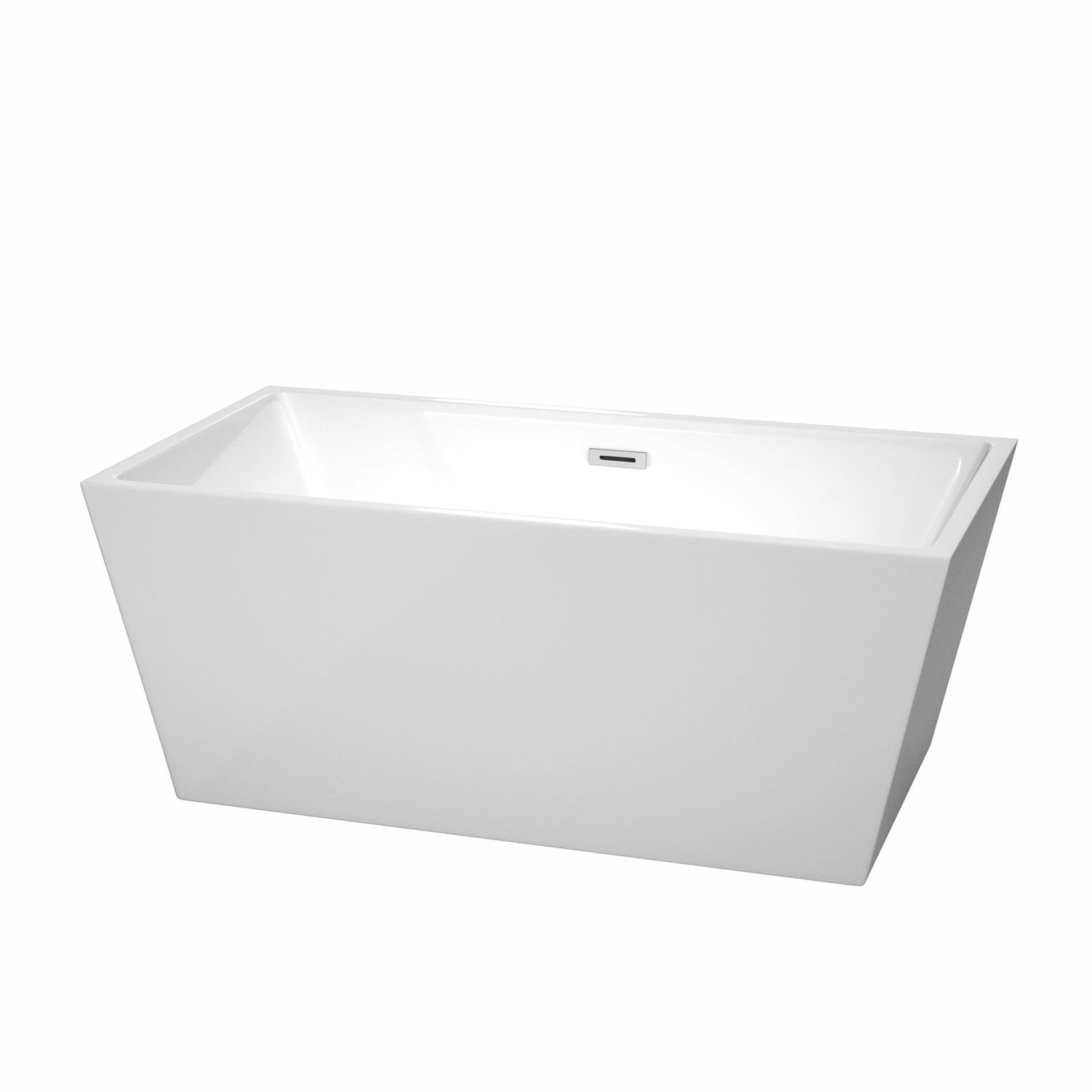 Wyndham Collection Sara 59" Freestanding Bathtub in White With Polished Chrome Drain and Overflow Trim