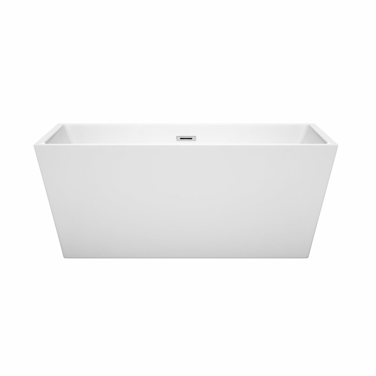 Wyndham Collection Sara 59" Freestanding Bathtub in White With Polished Chrome Drain and Overflow Trim