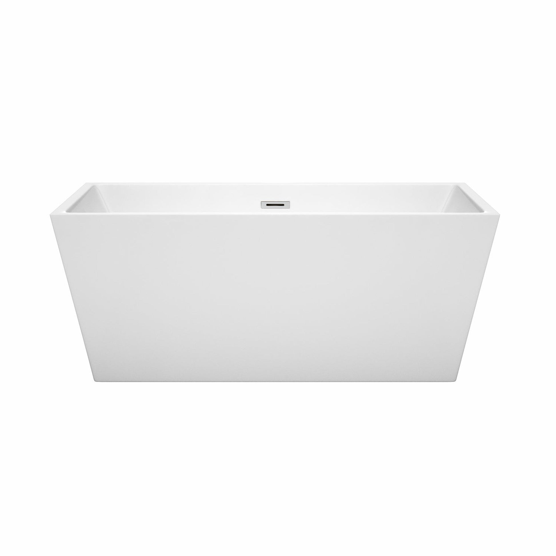 Wyndham Collection Sara 59" Freestanding Bathtub in White With Polished Chrome Drain and Overflow Trim