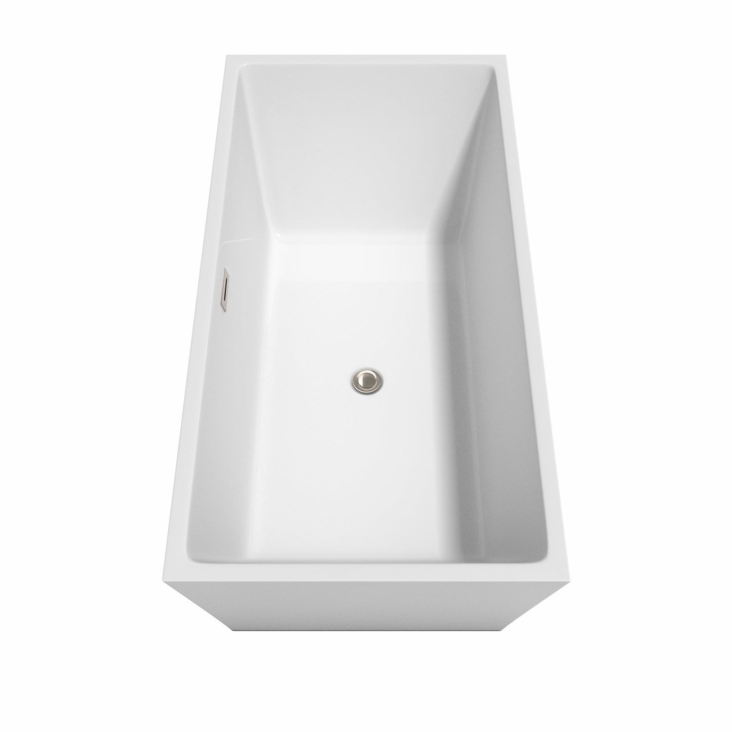 Wyndham Collection Sara 63" Freestanding Bathtub in White With Brushed Nickel Drain and Overflow Trim