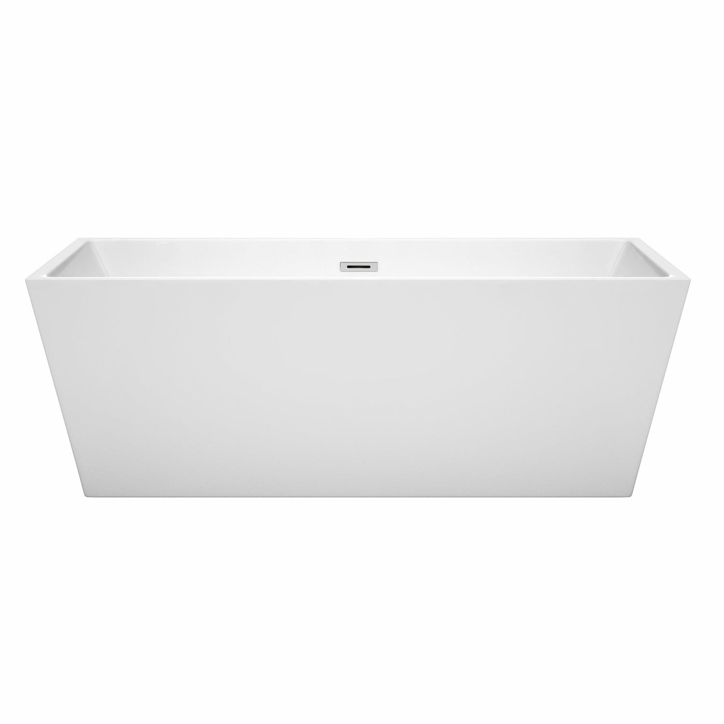 Wyndham Collection Sara 67" Freestanding Bathtub in White With Polished Chrome Drain and Overflow Trim