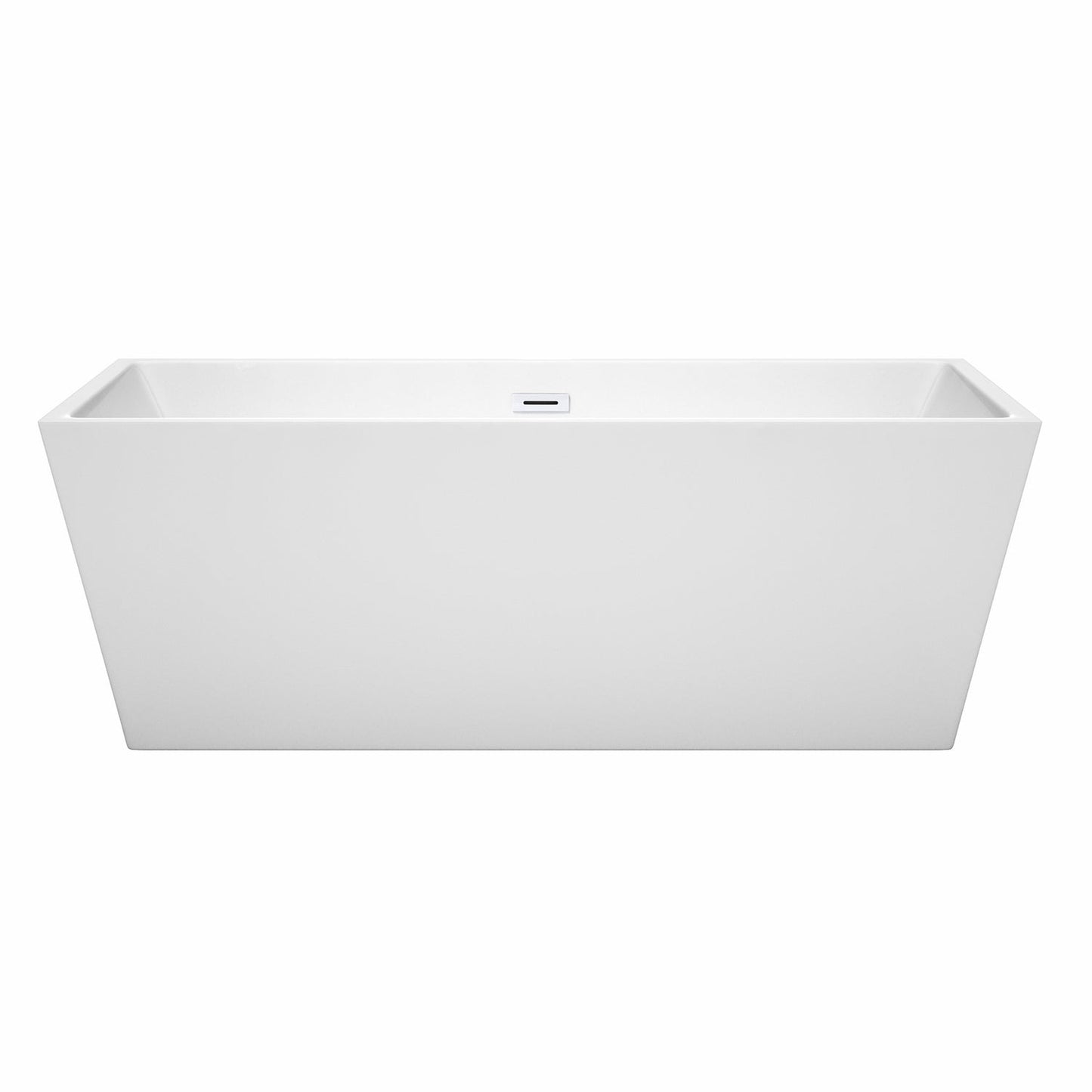 Wyndham Collection Sara 67" Freestanding Bathtub in White With Shiny White Drain and Overflow Trim