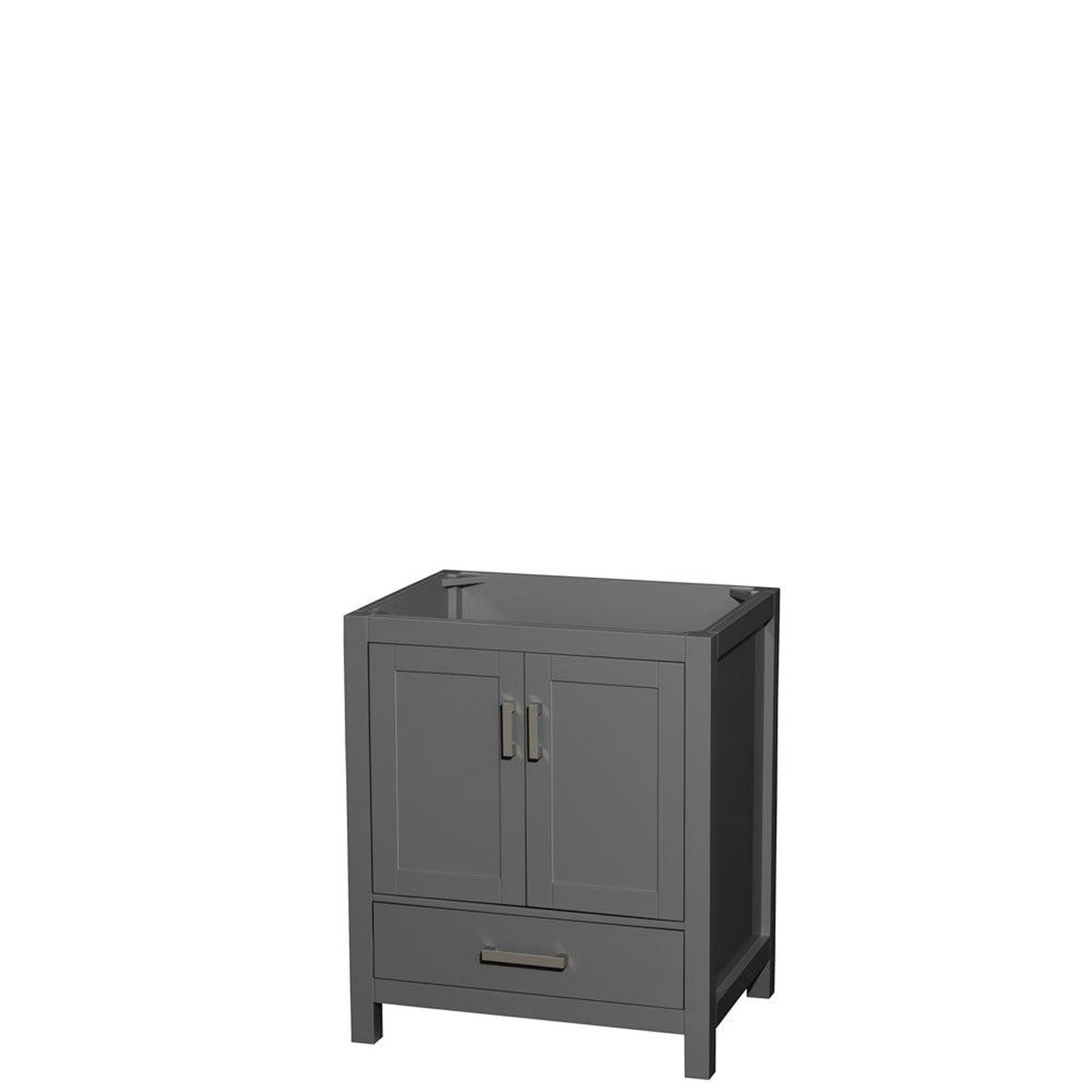 Wyndham Collection Sheffield 30" Single Bathroom Vanity in Dark Gray, No Countertop, No Sink, and No Mirror