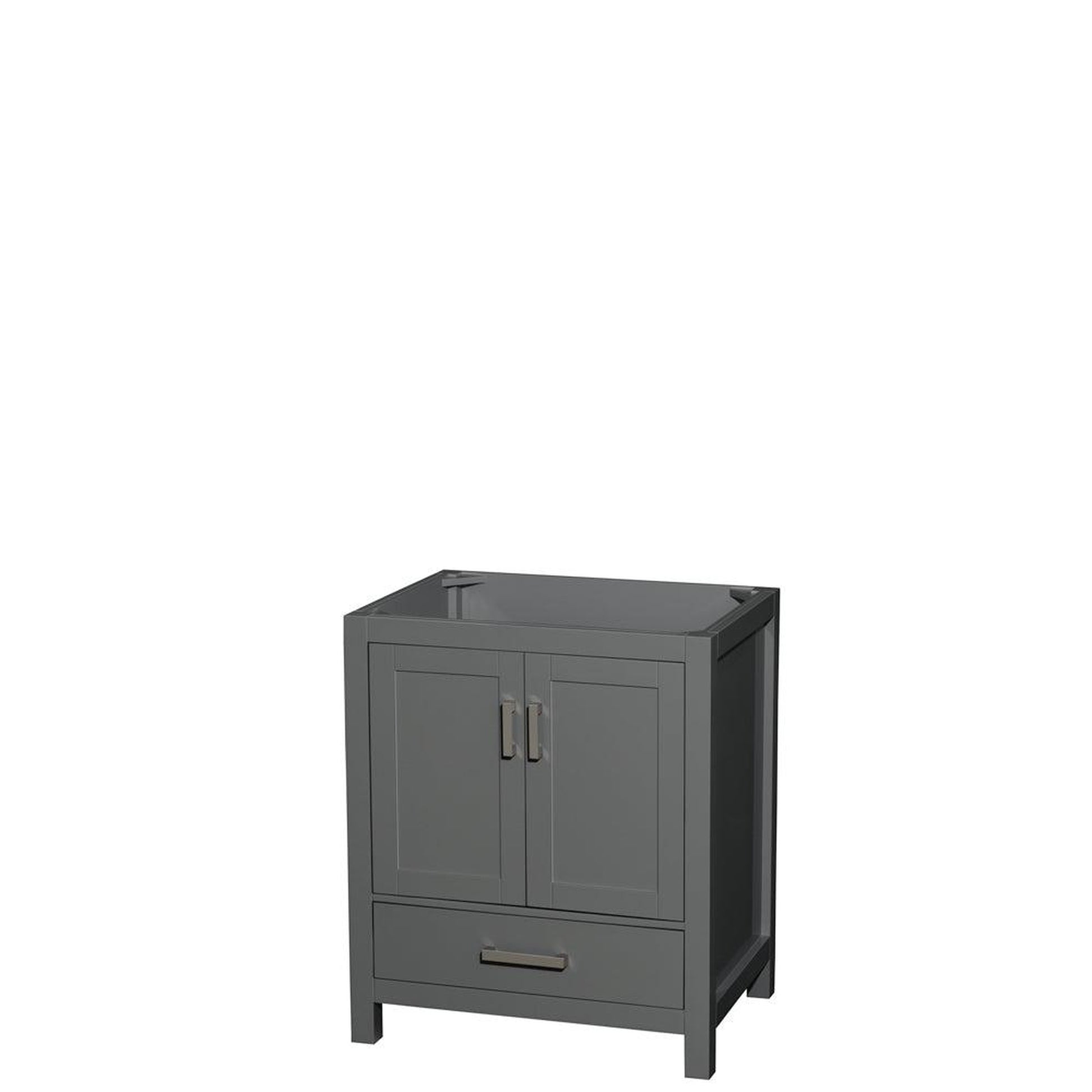 Wyndham Collection Sheffield 30" Single Bathroom Vanity in Dark Gray, No Countertop, No Sink, and No Mirror