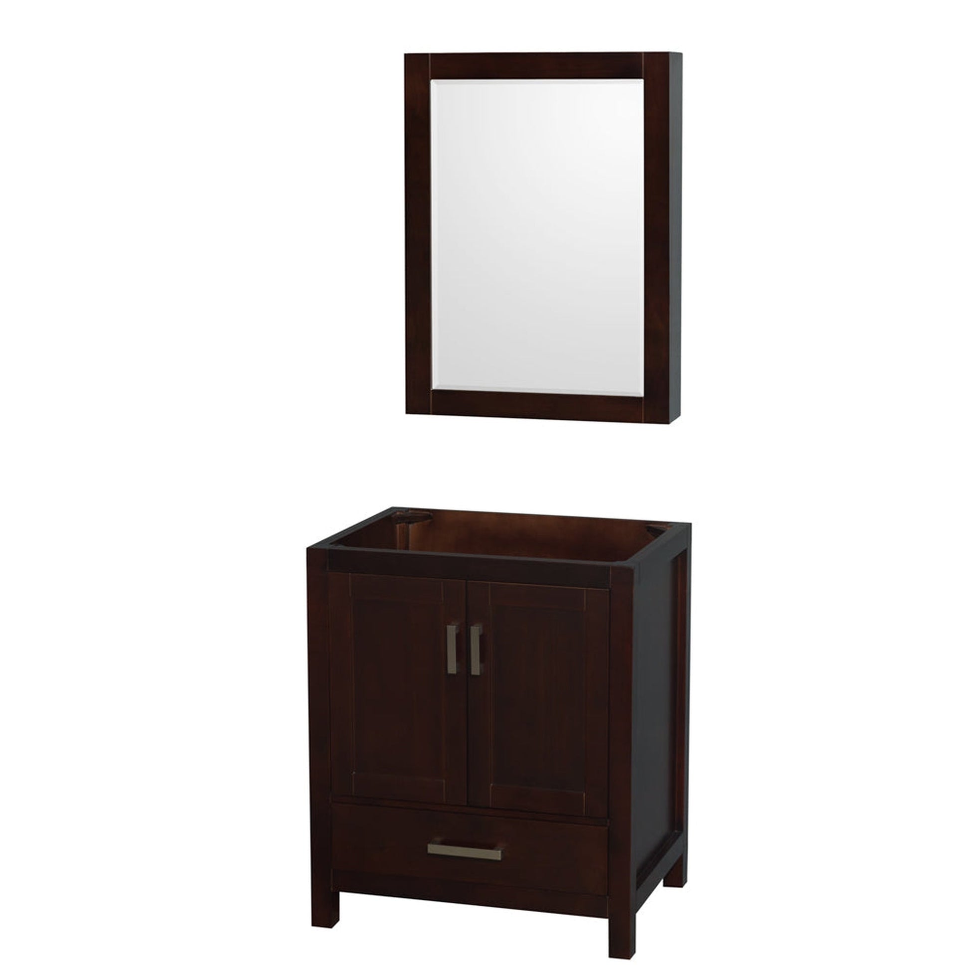 Wyndham Collection Sheffield 30" Single Bathroom Vanity in Espresso, No Countertop, No Sink, and Medicine Cabinet