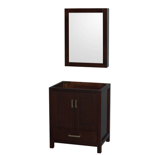 Wyndham Collection Sheffield 30" Single Bathroom Vanity in Espresso, No Countertop, No Sink, and Medicine Cabinet