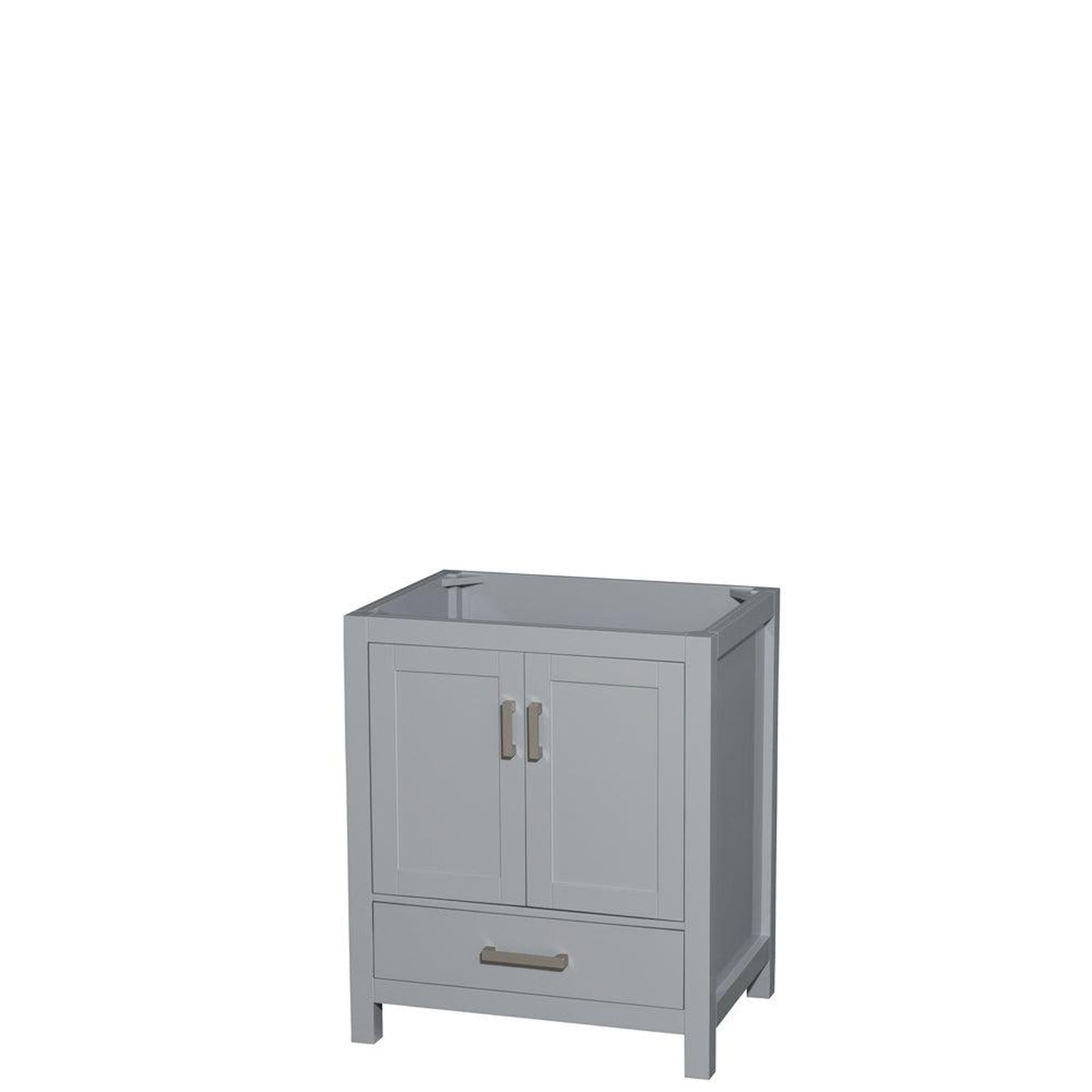 Wyndham Collection Sheffield 30" Single Bathroom Vanity in Gray, No Countertop, No Sink, and No Mirror