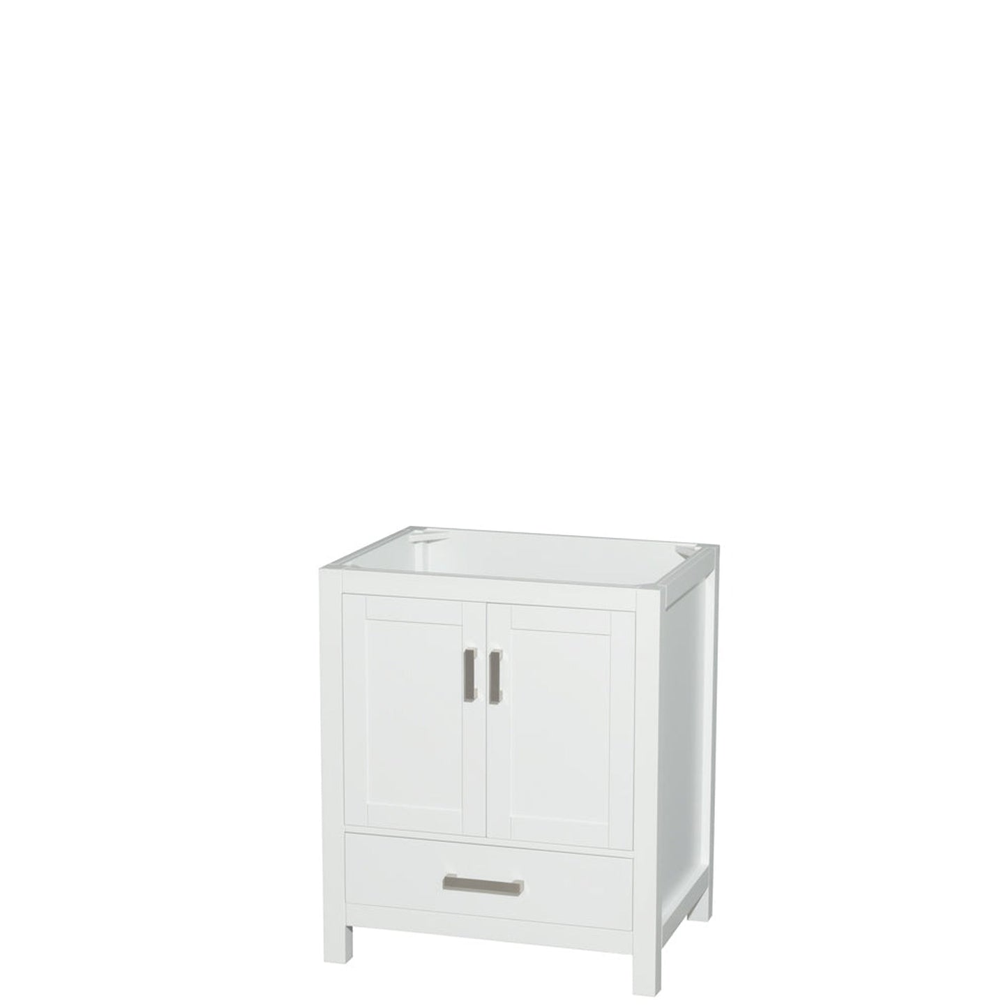Wyndham Collection Sheffield 30" Single Bathroom Vanity in White, No Countertop, No Sink, and No Mirror