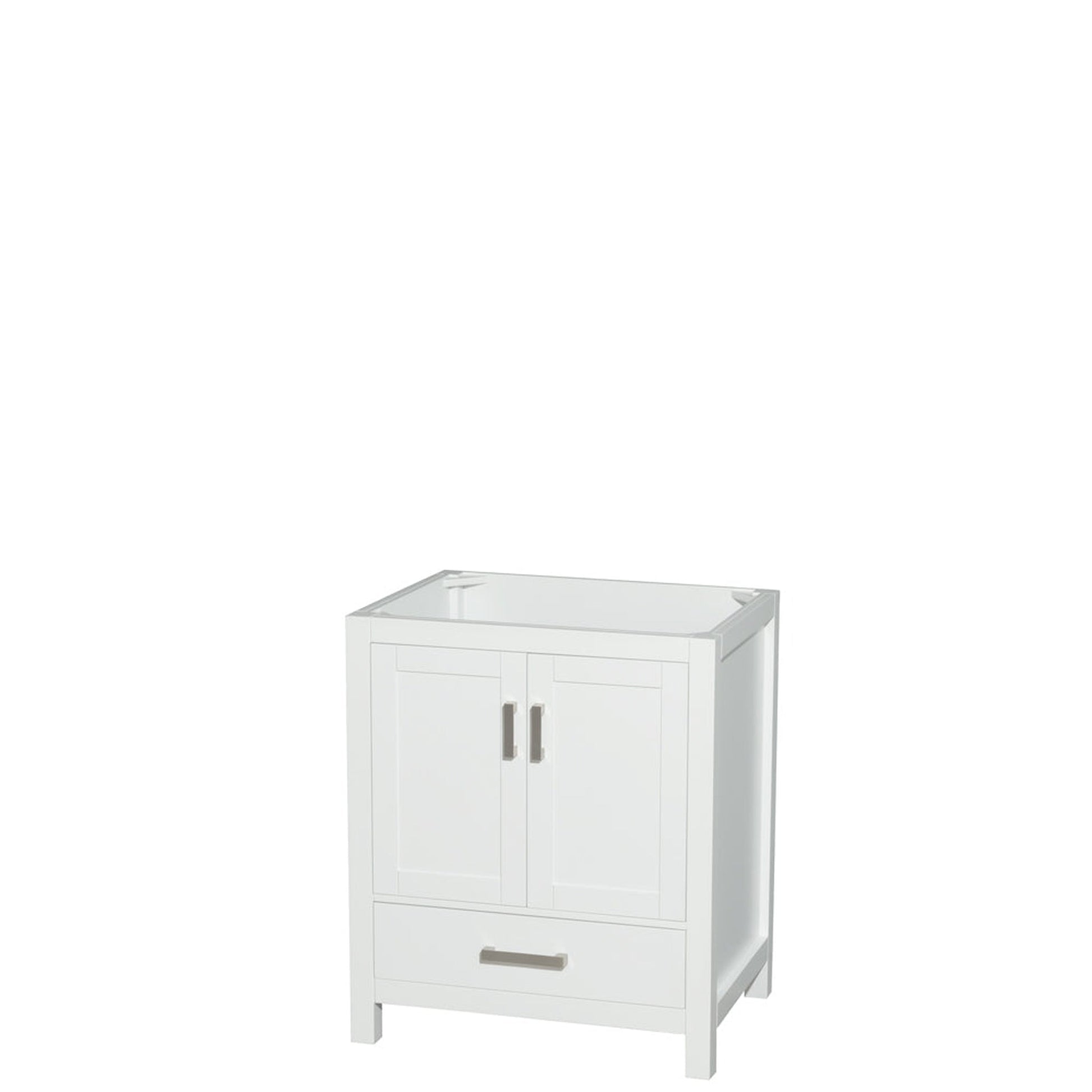 Wyndham Collection Sheffield 30" Single Bathroom Vanity in White, No Countertop, No Sink, and No Mirror