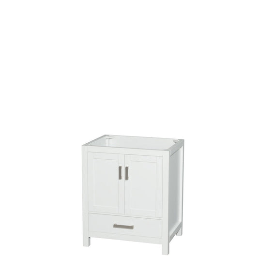 Wyndham Collection Sheffield 30" Single Bathroom Vanity in White, No Countertop, No Sink, and No Mirror