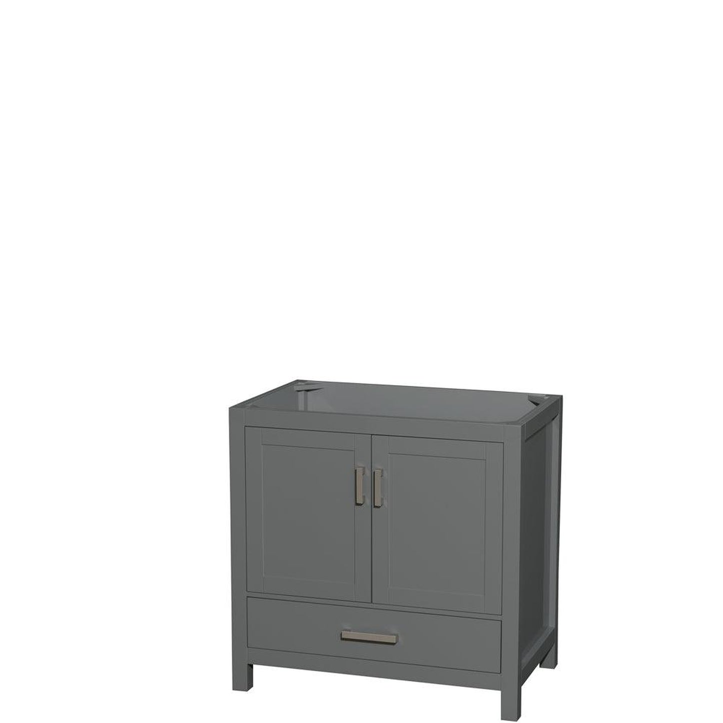 Wyndham Collection Sheffield 36" Single Bathroom Vanity in Dark Gray, No Countertop, No Sink, and No Mirror