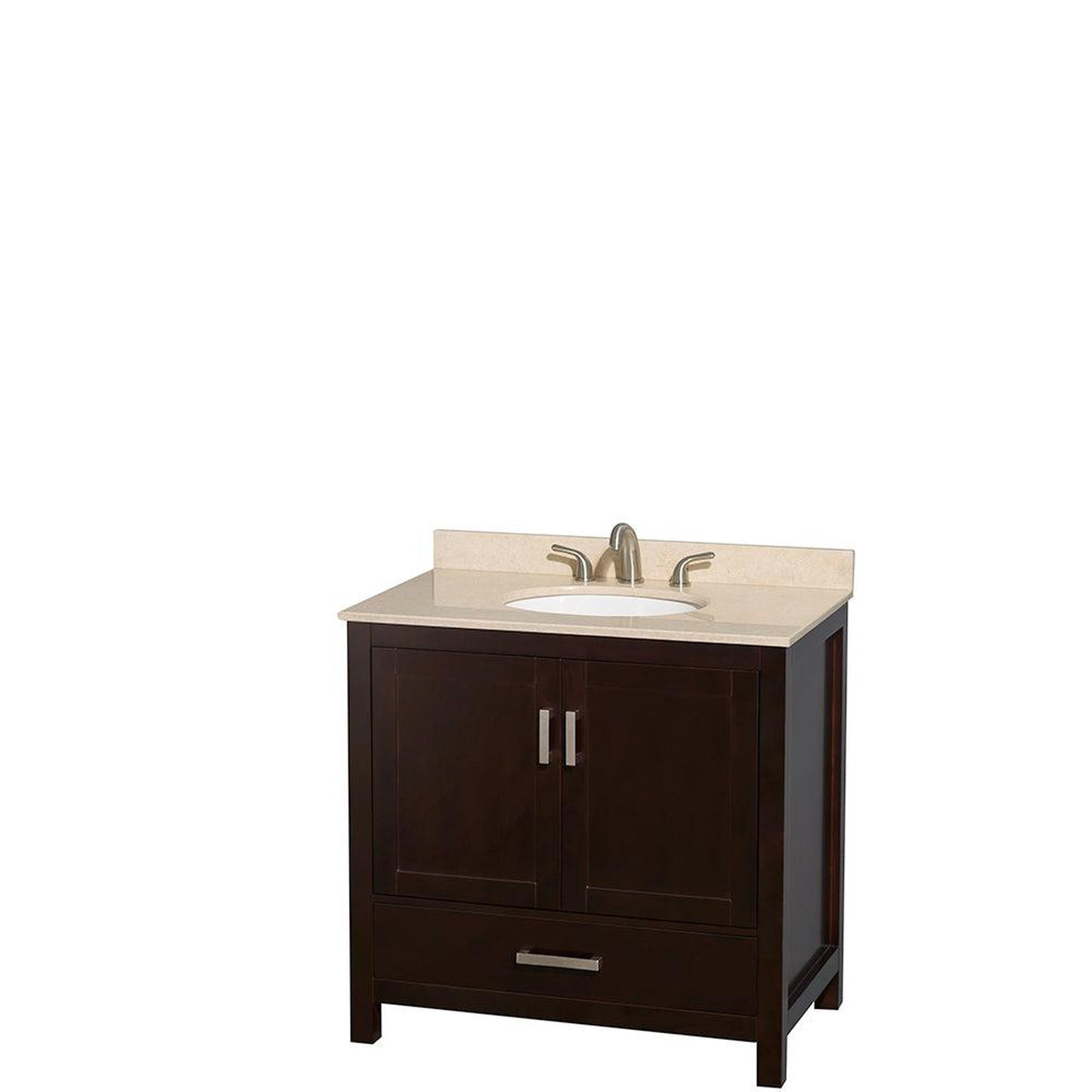 Wyndham Collection Sheffield 36" Single Bathroom Vanity in Espresso, Ivory Marble Countertop, Undermount Oval Sink, and No Mirror