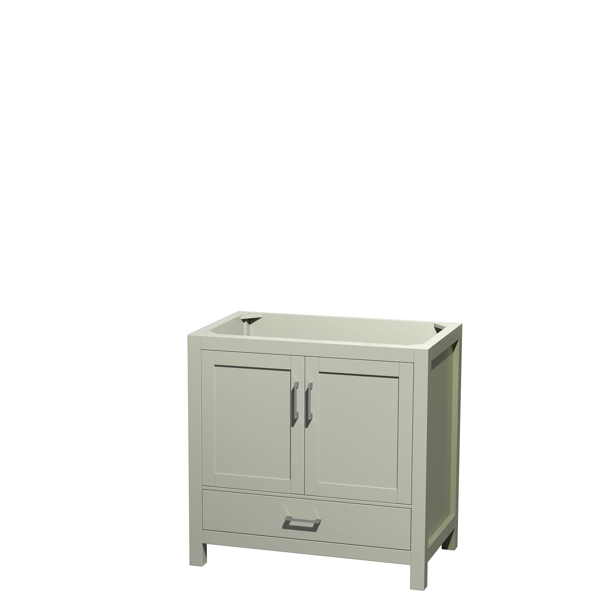 Wyndham Collection Sheffield 36" Single Bathroom Vanity in Light Green, No Countertop, No Sink, Brushed Nickel Trim