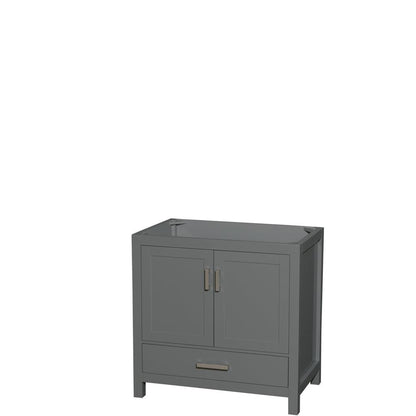 Wyndham Collection Sheffield 48" Single Bathroom Vanity in Dark Gray, No Countertop, No Sink, and 24" Mirror