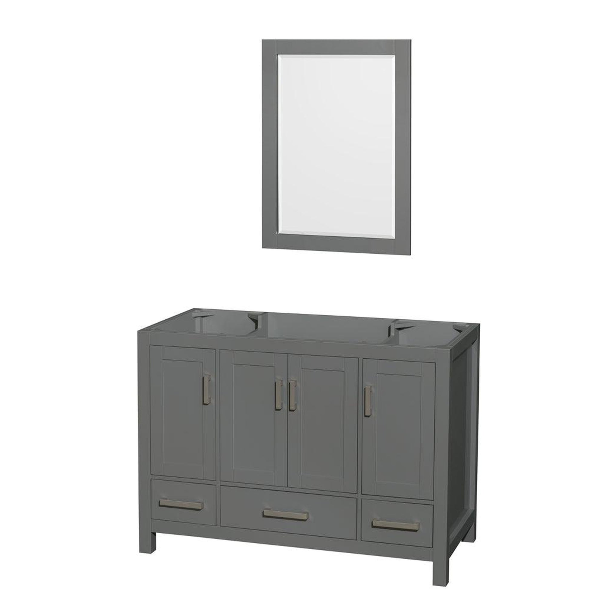 Wyndham Collection Sheffield 48" Single Bathroom Vanity in Dark Gray, No Countertop, No Sink, and 24" Mirror