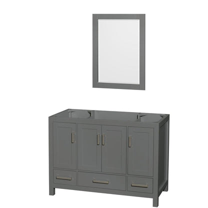 Wyndham Collection Sheffield 48" Single Bathroom Vanity in Dark Gray, No Countertop, No Sink, and 24" Mirror