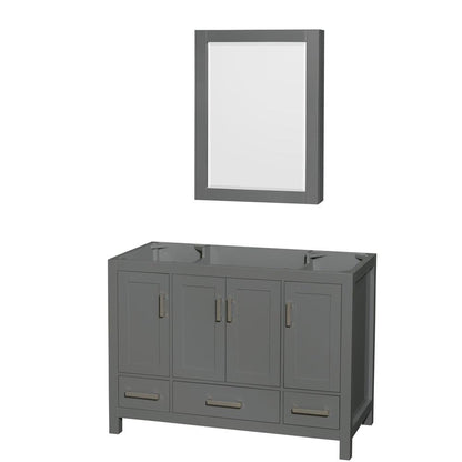 Wyndham Collection Sheffield 48" Single Bathroom Vanity in Dark Gray, No Countertop, No Sink, and Medicine Cabinet