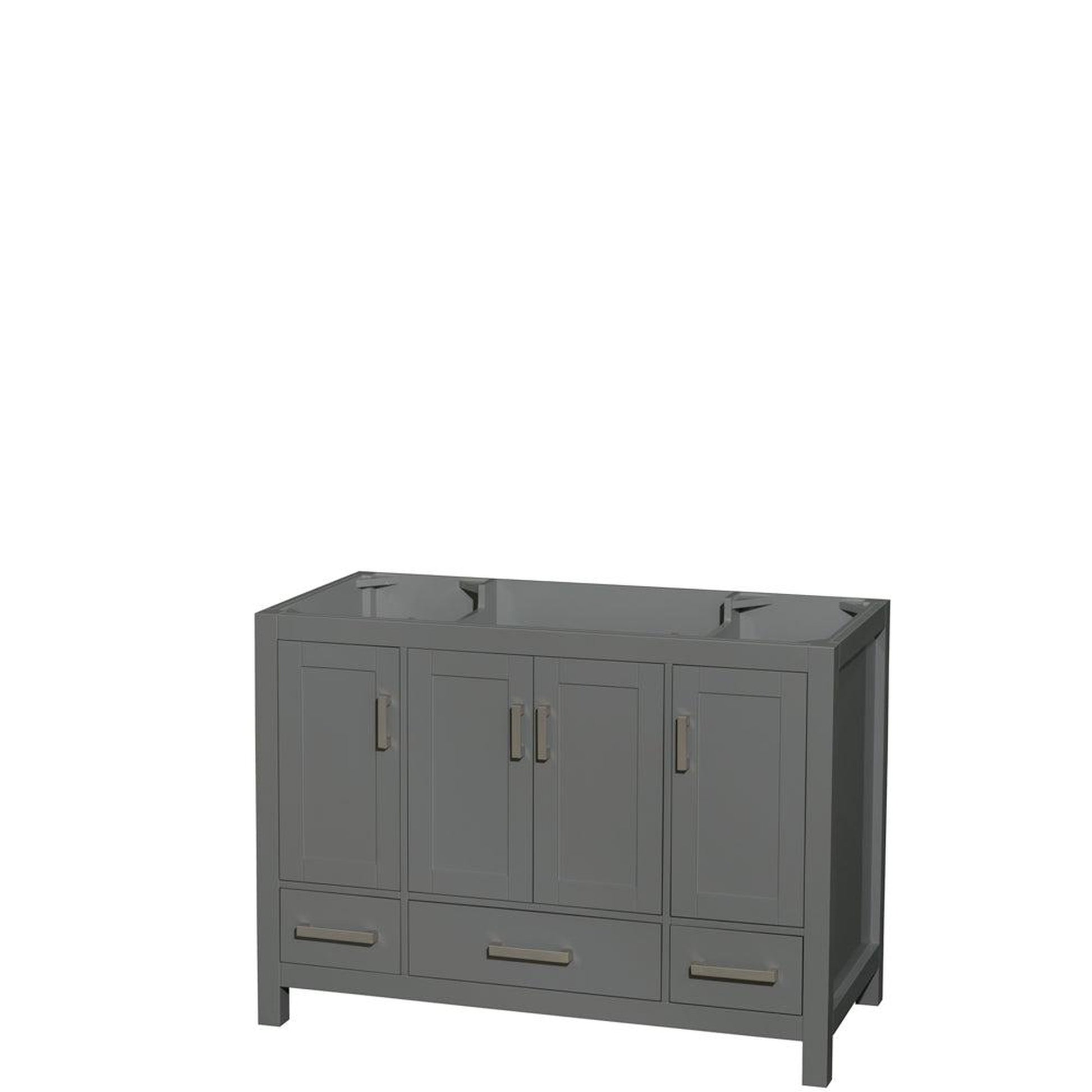 Wyndham Collection Sheffield 48" Single Bathroom Vanity in Dark Gray, No Countertop, No Sink, and No Mirror