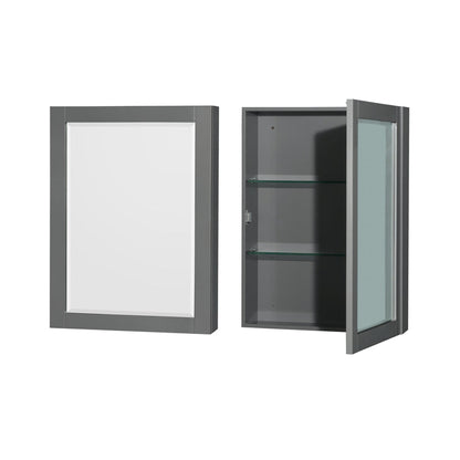 Wyndham Collection Sheffield 48" Single Bathroom Vanity in Dark Gray, White Quartz Countertop, Undermount Square Sink, Medicine Cabinet