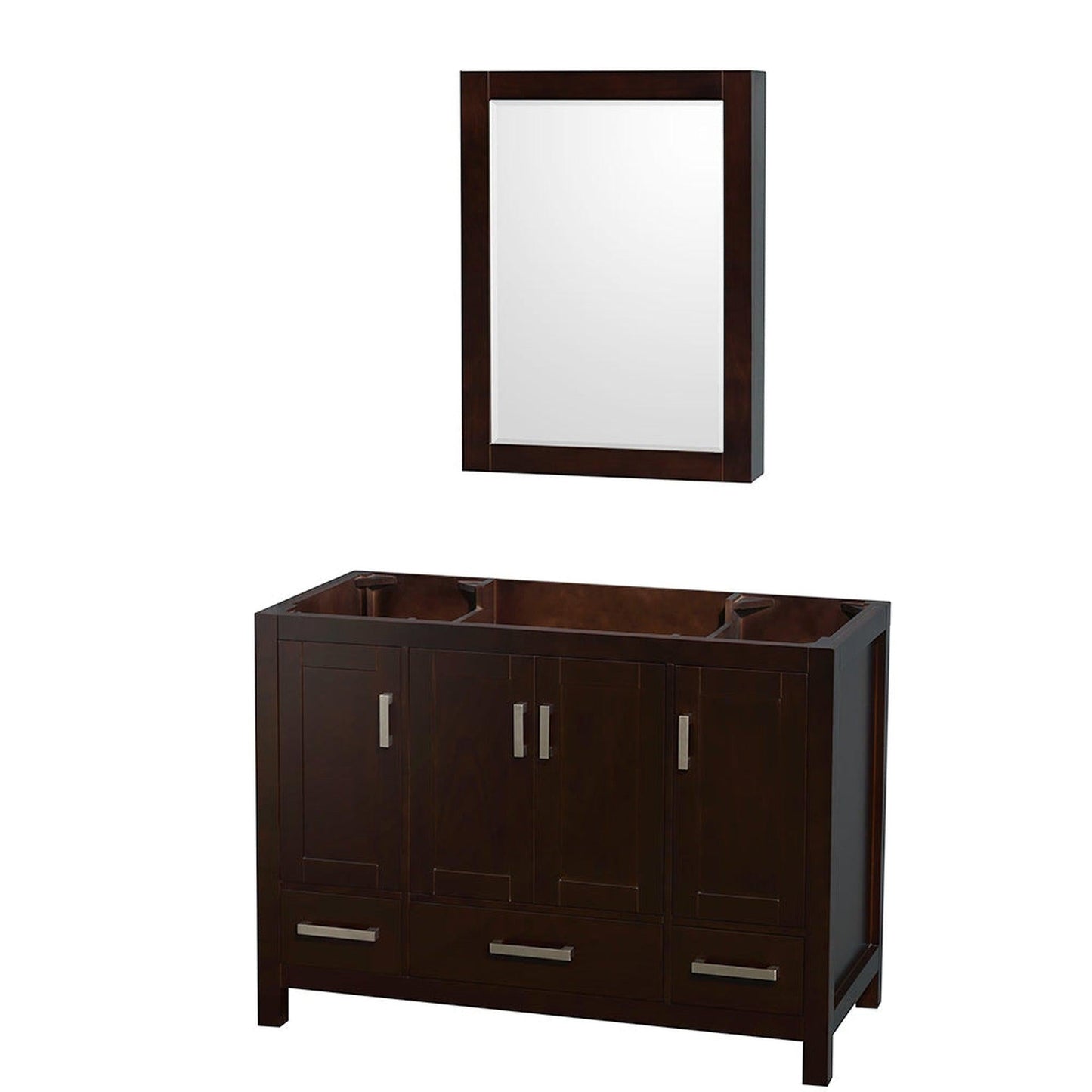 Wyndham Collection Sheffield 48" Single Bathroom Vanity in Espresso, No Countertop, No Sink, and Medicine Cabinet