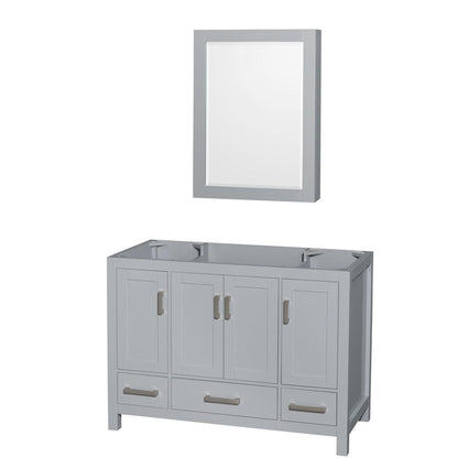 Wyndham Collection Sheffield 48" Single Bathroom Vanity in Gray, No Countertop, No Sink, and Medicine Cabinet
