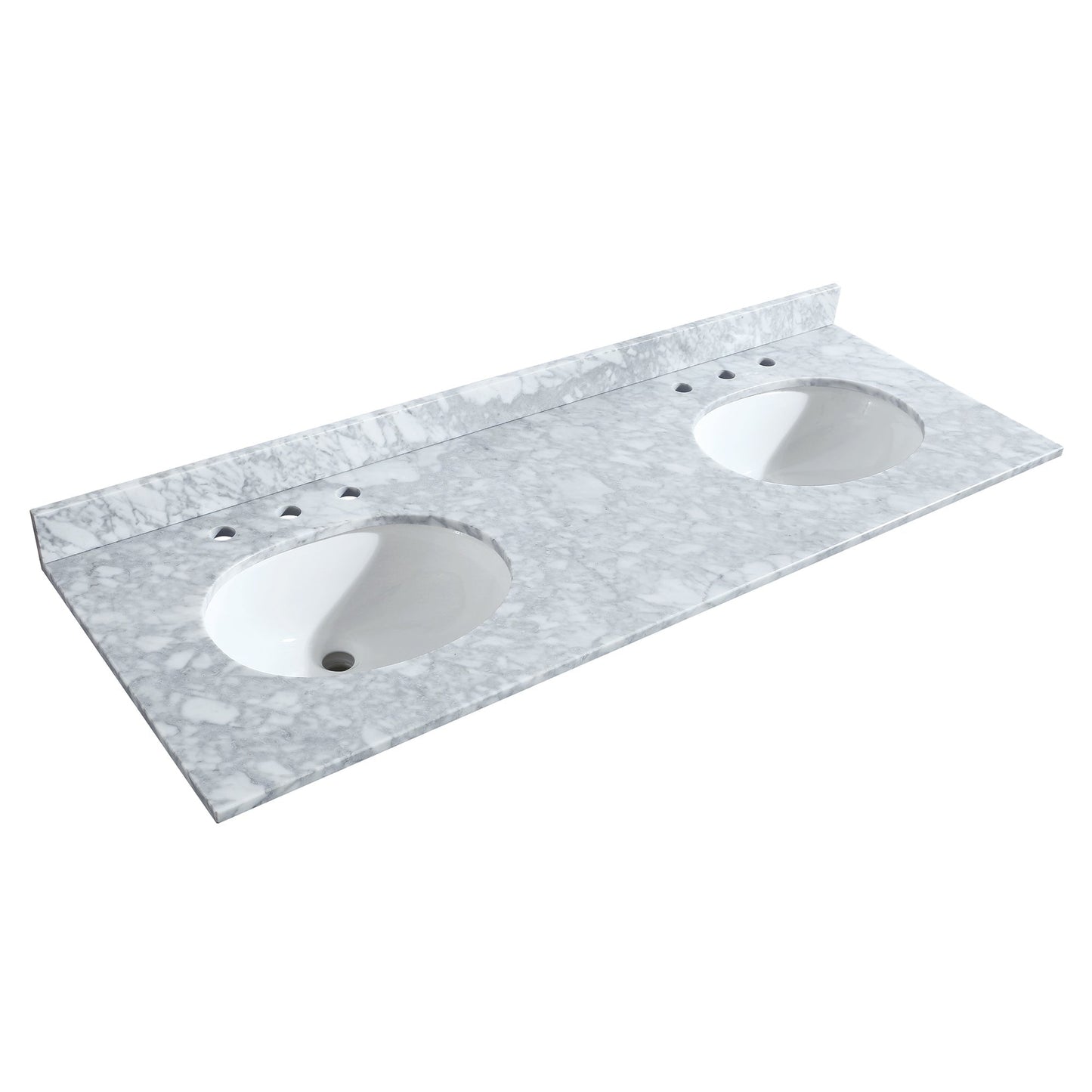 Wyndham Collection Sheffield 60" Double Bathroom Vanity in Dark Gray, White Carrara Marble Countertop, Undermount Oval Sinks, and 24" Mirror