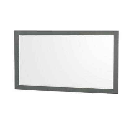 Wyndham Collection Sheffield 60" Double Bathroom Vanity in Dark Gray, White Carrara Marble Countertop, Undermount Oval Sinks, and 58" Mirror