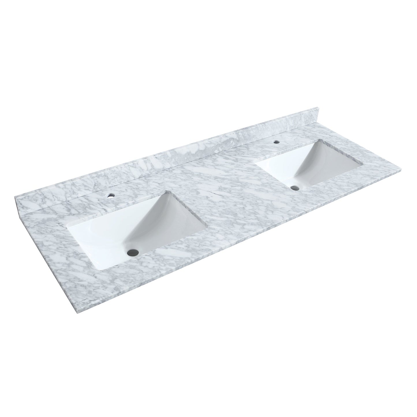 Wyndham Collection Sheffield 60" Double Bathroom Vanity in Dark Gray, White Carrara Marble Countertop, Undermount Square Sinks, and 24" Mirror
