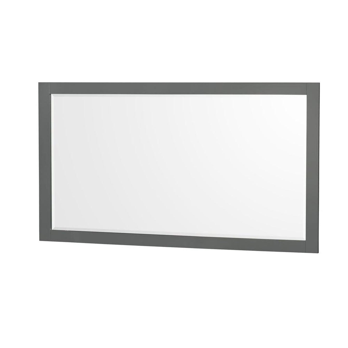 Wyndham Collection Sheffield 60" Double Bathroom Vanity in Dark Gray, White Carrara Marble Countertop, Undermount Square Sinks, and 58" Mirror