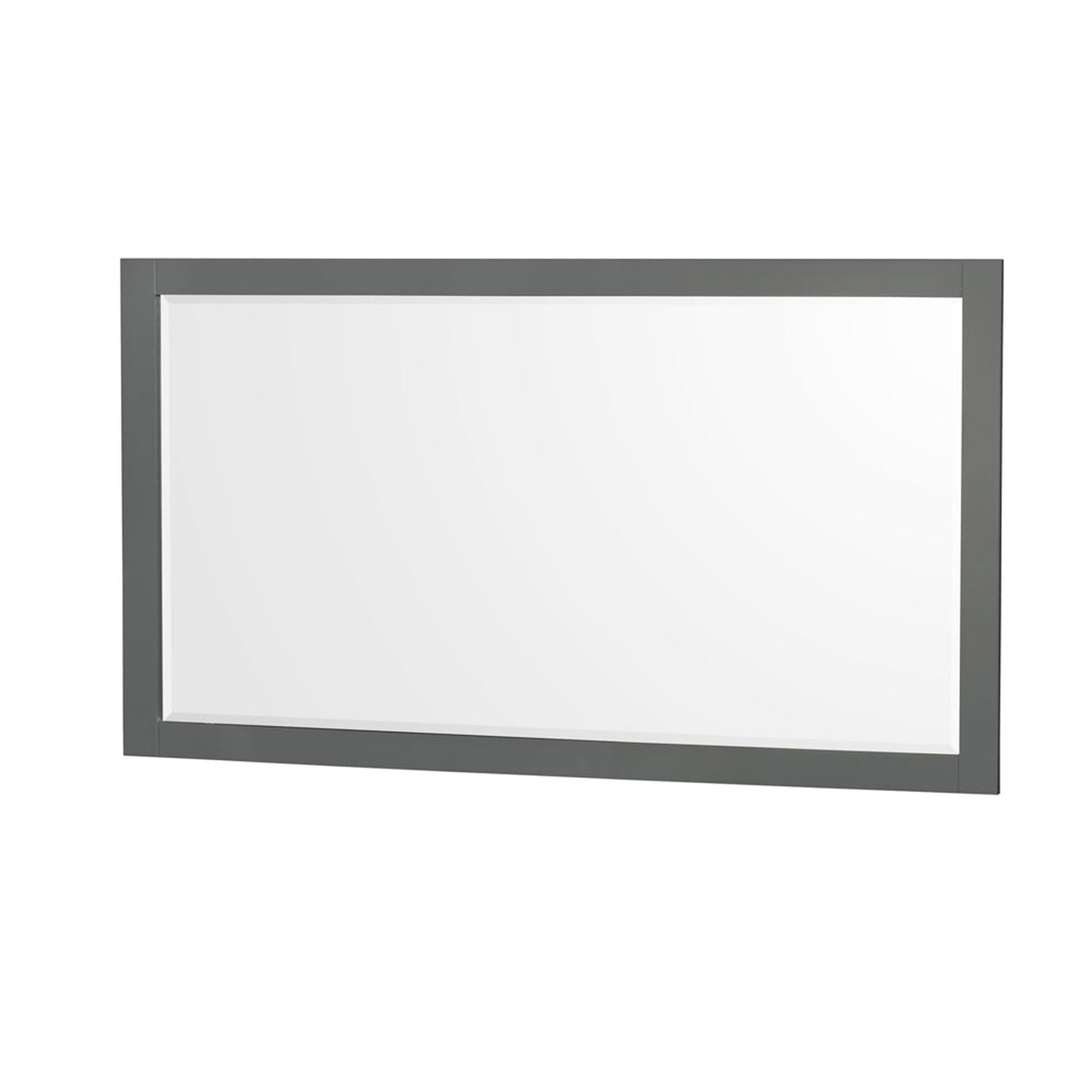 Wyndham Collection Sheffield 60" Double Bathroom Vanity in Dark Gray, White Quartz Countertop, Undermount Square Sinks, 58" Mirror