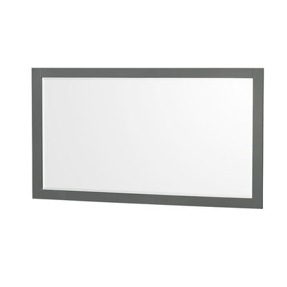 Wyndham Collection Sheffield 60" Double Bathroom Vanity in Dark Gray, White Quartz Countertop, Undermount Square Sinks, 58" Mirror