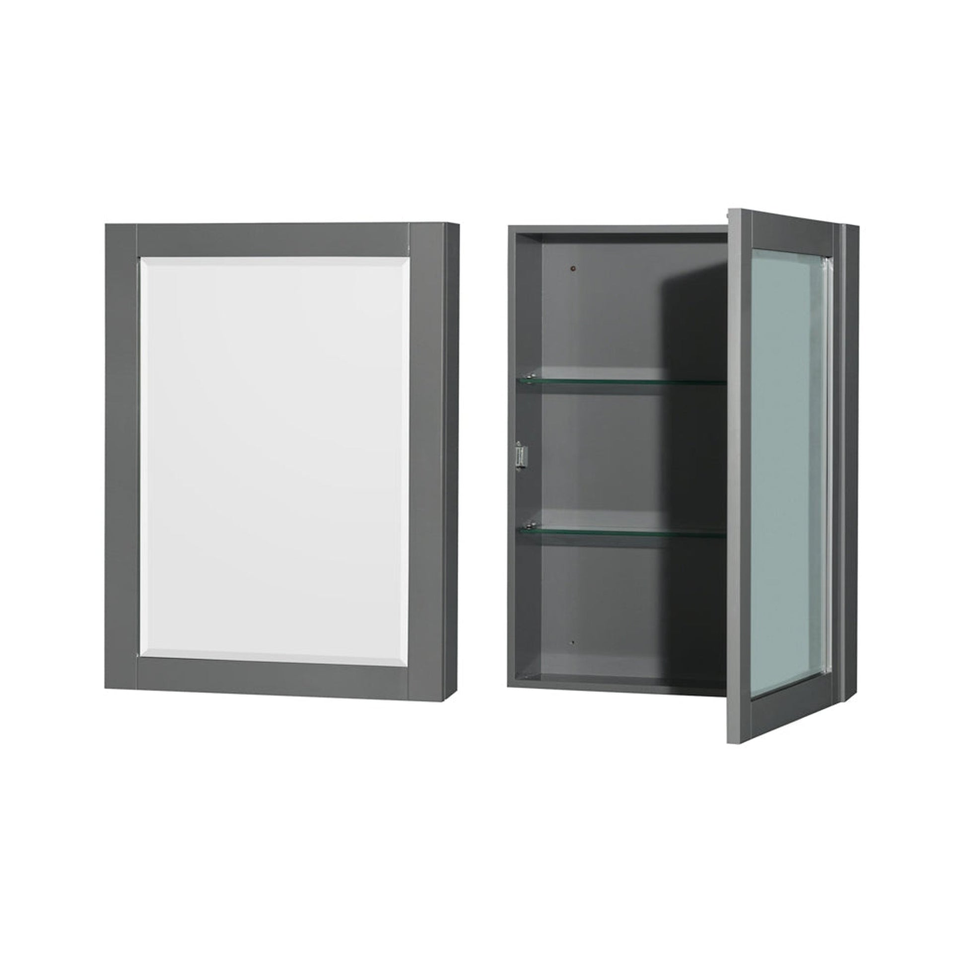 Wyndham Collection Sheffield 60" Double Bathroom Vanity in Dark Gray, White Quartz Countertop, Undermount Square Sinks, Medicine Cabinet