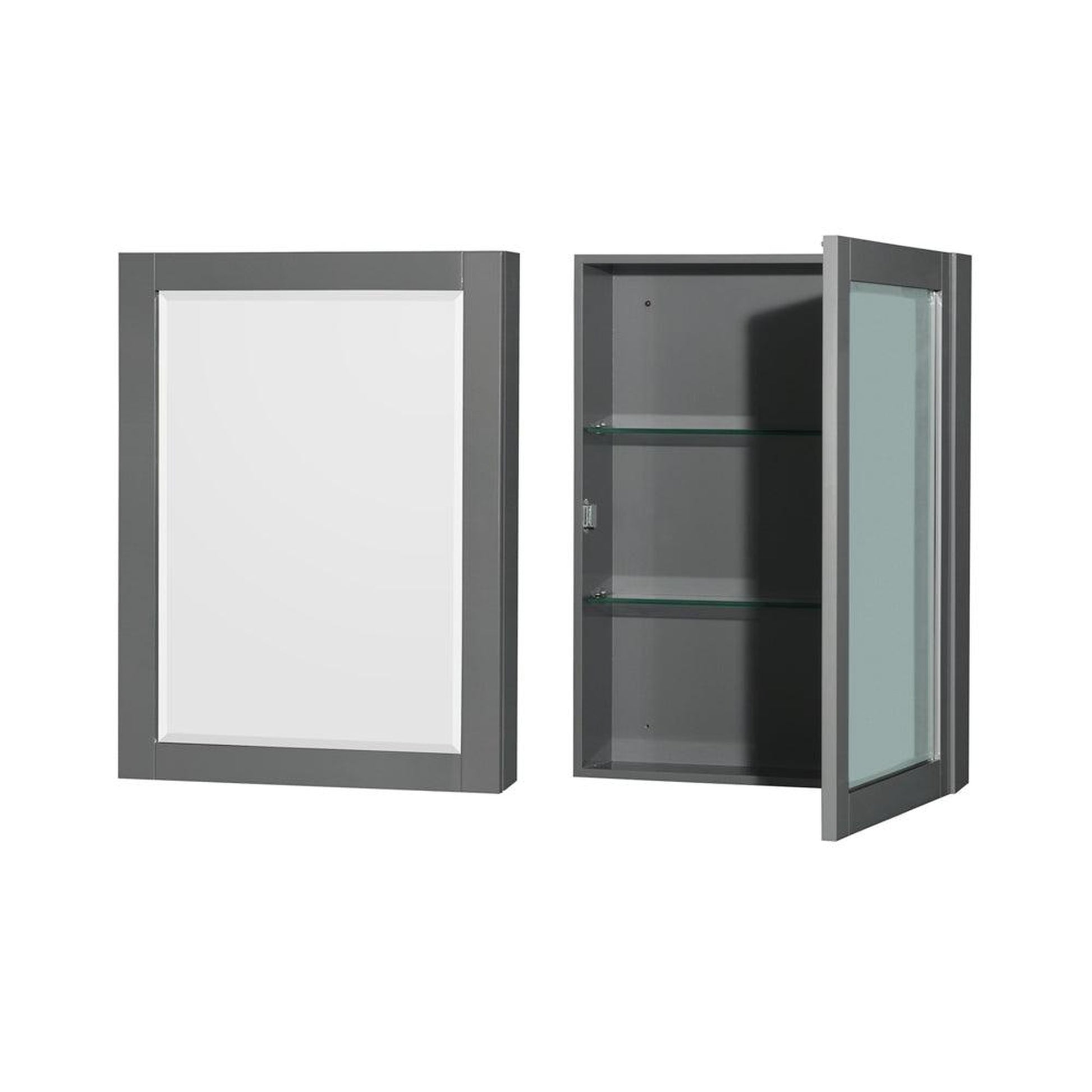 Wyndham Collection Sheffield 60" Single Bathroom Vanity in Dark Gray, Carrara Cultured Marble Countertop, Undermount Square Sink, Medicine Cabinet