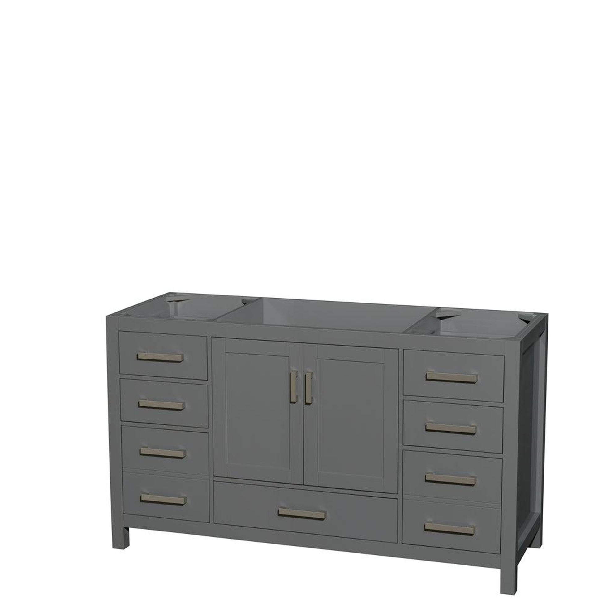Wyndham Collection Sheffield 60" Single Bathroom Vanity in Dark Gray, No Countertop, No Sink, and No Mirror