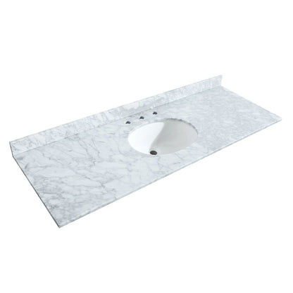 Wyndham Collection Sheffield 60" Single Bathroom Vanity in Dark Gray, White Carrara Marble Countertop, Undermount Oval Sink, and No Mirror