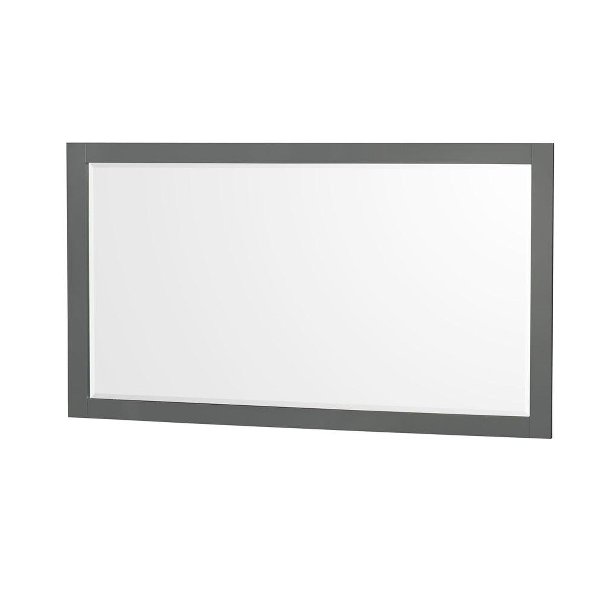 Wyndham Collection Sheffield 60" Single Bathroom Vanity in Dark Gray, White Carrara Marble Countertop, Undermount Square Sink, and 58" Mirror