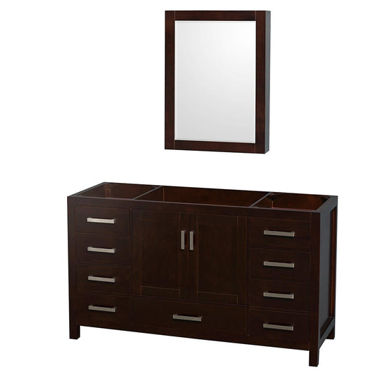 Wyndham Collection Sheffield 60" Single Bathroom Vanity in Espresso, No Countertop, No Sink, and Medicine Cabinet