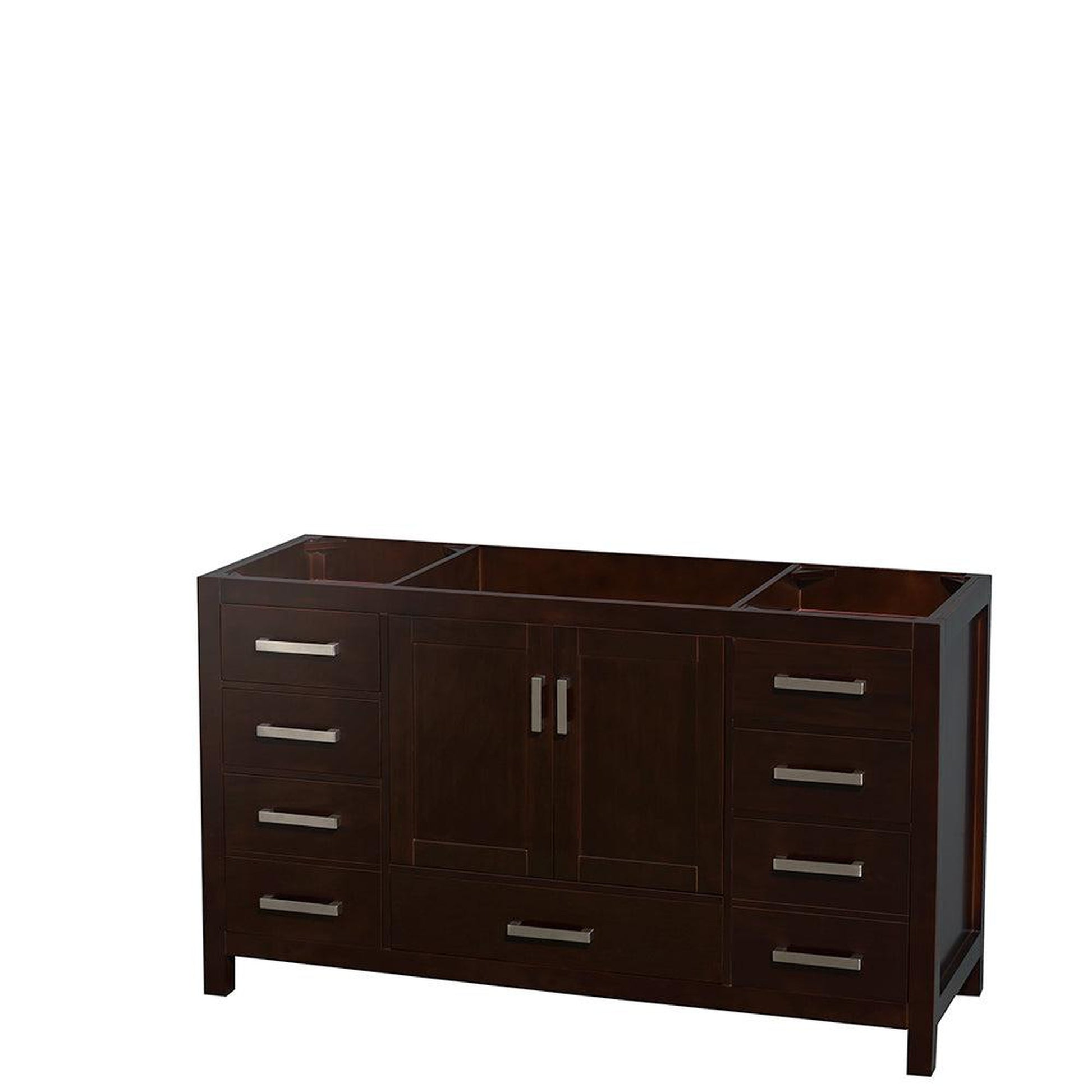 Wyndham Collection Sheffield 60" Single Bathroom Vanity in Espresso, White Carrara Marble Countertop, Undermount Square Sink, and 58" Mirror