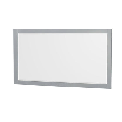 Wyndham Collection Sheffield 60" Single Bathroom Vanity in Gray, White Carrara Marble Countertop, Undermount Oval Sink, and 58" Mirror