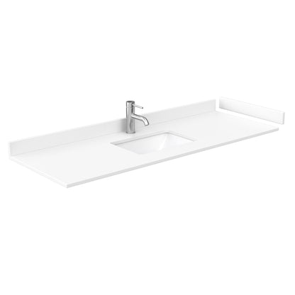 Wyndham Collection Sheffield 60" Single Bathroom Vanity in Gray, White Cultured Marble Countertop, Undermount Square Sink, 58" Mirror